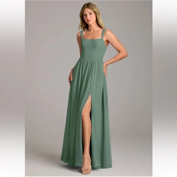 NWT Azazie Rosaline Bridesmaid Dress in Eucalyptus - Picture 3 of 6